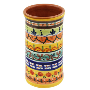 Hand-Painted Portuguese Pottery Clay Terracotta Utensil Holder