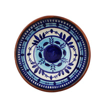 Load image into Gallery viewer, Hand-Painted Portuguese Pottery Clay Terracotta Blue Striped Snack Bowl Set
