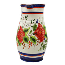 Load image into Gallery viewer, Hand-Painted Portuguese Pottery Clay Terracotta Floral Pitcher
