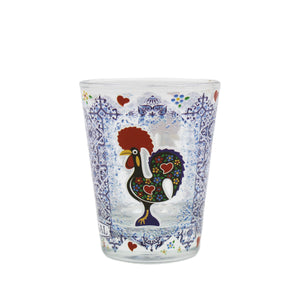 Azulejo Tile Themed Made in Portugal Good Luck Rooster Shot Glass, Set of 4