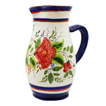 Load image into Gallery viewer, Hand-Painted Portuguese Pottery Clay Terracotta Floral Pitcher
