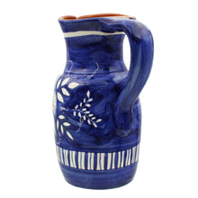 Load image into Gallery viewer, Hand Painted Portuguese Terracotta Blue/White Floral Sangria Pitcher
