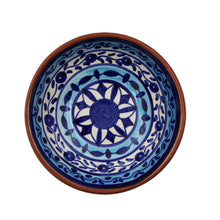 Load image into Gallery viewer, Hand-Painted Portuguese Pottery Clay Terracotta Blue Striped Snack Bowl Set
