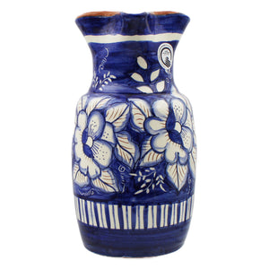 Hand Painted Portuguese Terracotta Blue/White Floral Sangria Pitcher