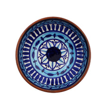 Load image into Gallery viewer, Hand-Painted Portuguese Pottery Clay Terracotta Blue Striped Snack Bowl Set
