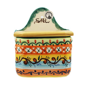 Hand-Painted Portuguese Pottery Clay Terracotta Salt Holder