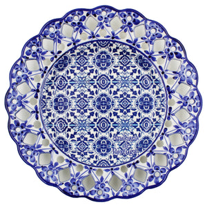 Hand-Painted Traditional Floral Blue Tile Azulejo 11" Decorative Plate