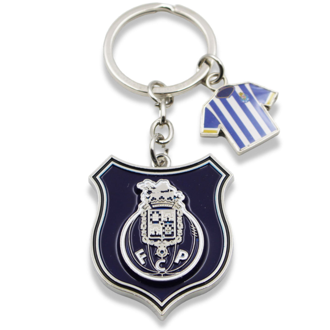 Official FC Porto Keychain with Club Crest and Blue Jersey Charm