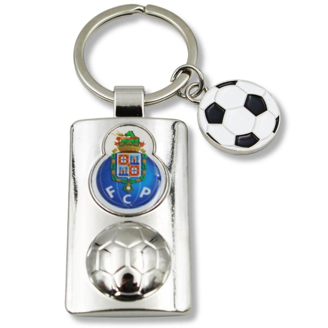 FC Porto Metal Keychain with Embossed Club Crest and Soccer Ball Charm