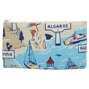 100% Cotton Portuguese Cities Organizer Pouch with Zipper