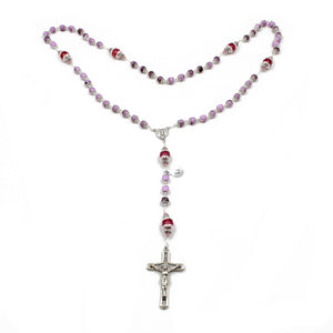 Handmade Bohemian Glass Beads Purple Our Lady of Fatima Rosary