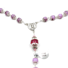 Load image into Gallery viewer, Handmade Bohemian Glass Beads Purple Our Lady of Fatima Rosary
