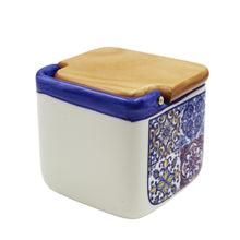 Load image into Gallery viewer, Tradtional Blue Tile Azulejo Ceramic Salt Holder with Lid
