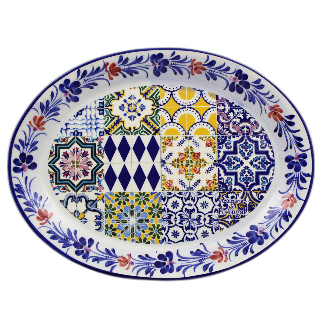 Traditional Tile Azulejo Multicolor Ceramic Serving Tray, Saudade