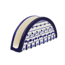 Load image into Gallery viewer, Hand-Painted Portuguese Pottery Clay Terracotta Blue Napkin Holder
