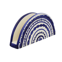 Load image into Gallery viewer, Hand-Painted Portuguese Pottery Clay Terracotta Blue Napkin Holder
