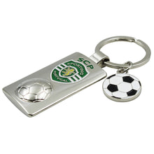 Load image into Gallery viewer, Sporting CP Metal Keychain with Embossed Club Crest and Soccer Ball Charm
