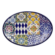 Load image into Gallery viewer, Traditional Tile Azulejo Multicolor Ceramic Oval Platter, Saudade
