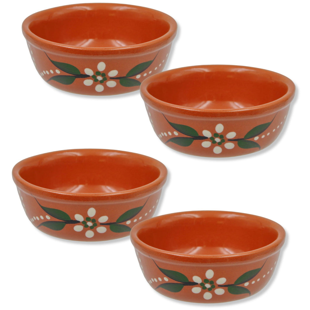 Hand-Painted Terracotta Small Dessert Bowls – Set of 4