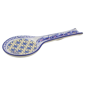 Traditional Tile Azulejo Yellow & Blue Ceramic Spoon Rest Utensil Holder, Tomar