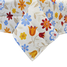 Load image into Gallery viewer, 100% Cotton Tablecloth with Blue, Orange, and Red Floral Pattern – Made in Portugal
