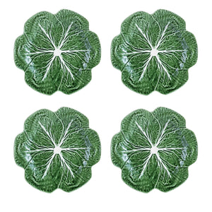 Bordallo Pinheiro Cabbage Green Dinner Plate, Set of 4