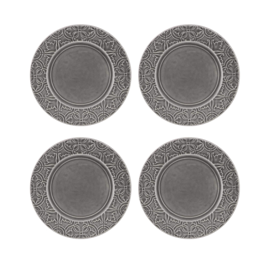 Bordallo Pinheiro Rua Nova Anthracite Dinner Plate, Set of 4