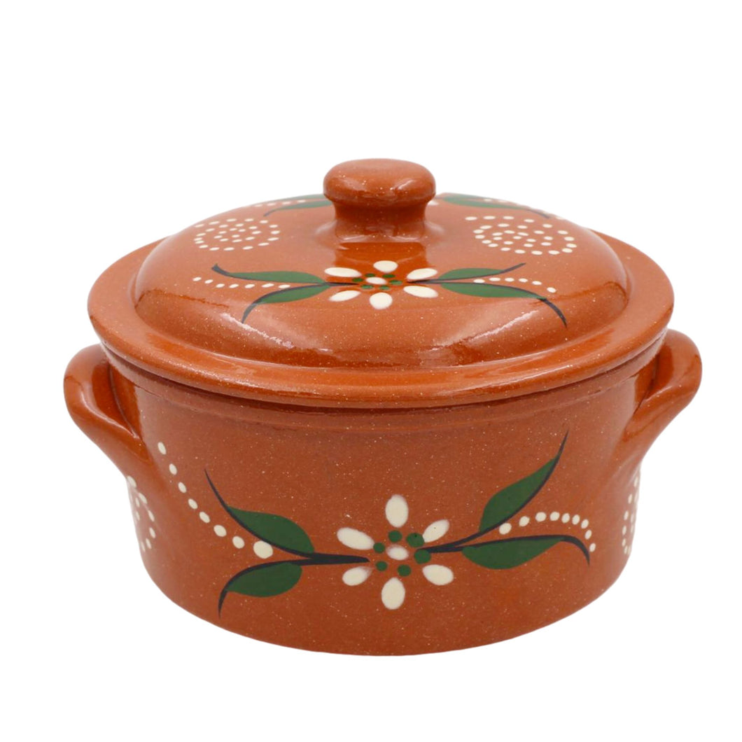 João Vale Hand-painted Traditional Clay Terracotta Cazuela Cooking Pot With Lid