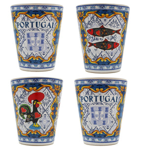 Traditional Portuguese Icons Ceramic Shot Glasses, Set of 4