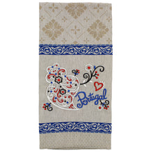 Load image into Gallery viewer, Traditional Portuguese Viana Heart Blue &amp; Beige Cotton Kitchen Dish Towel, Set of 2
