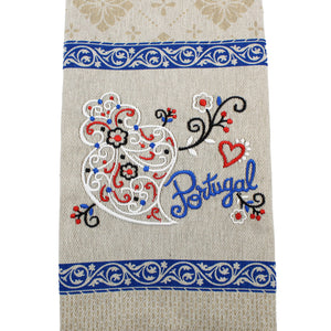 Traditional Portuguese Viana Heart Blue & Beige Cotton Kitchen Dish Towel, Set of 2