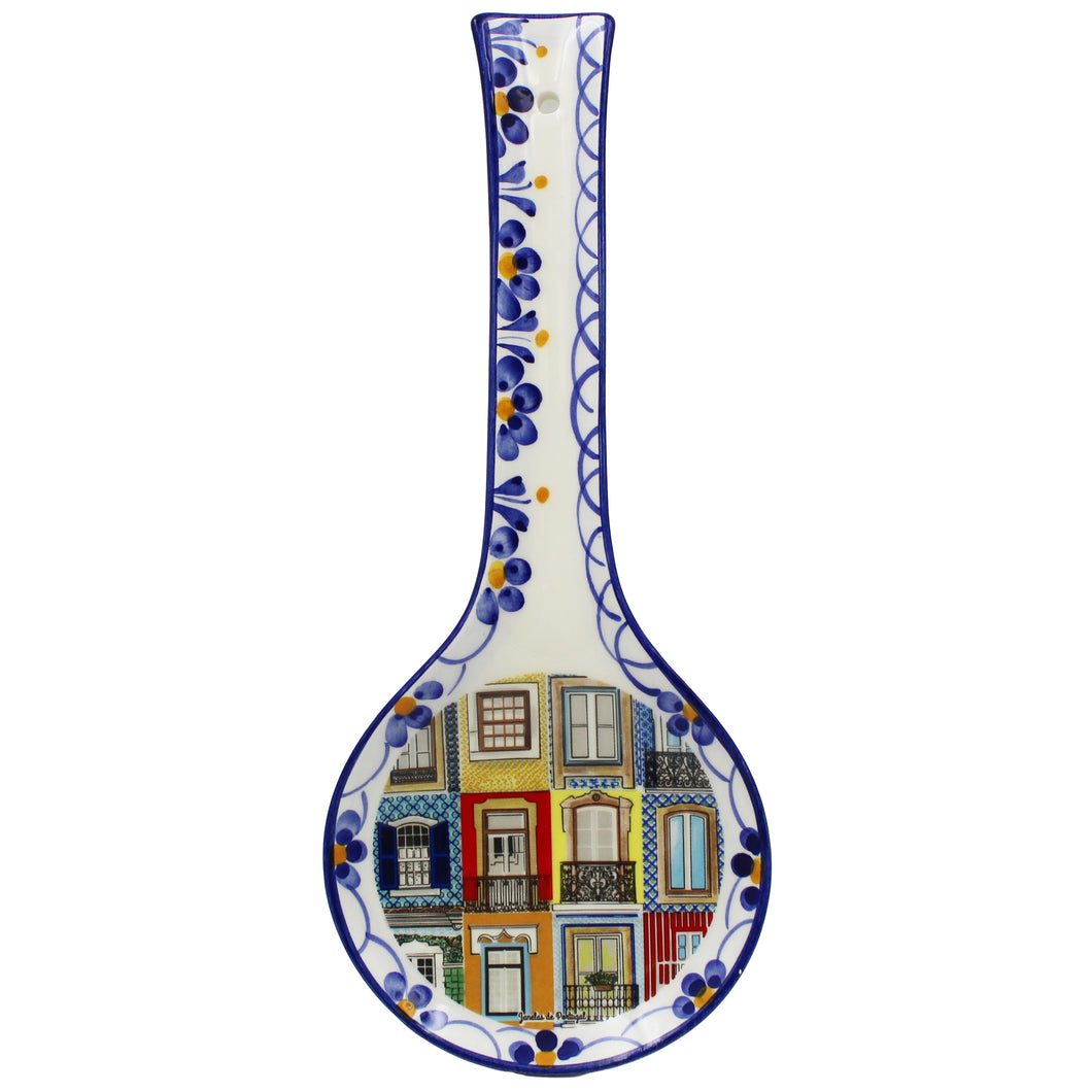 Traditional Portuguese Windows Decorative Ceramic Spoon Rest, Utensil Holder