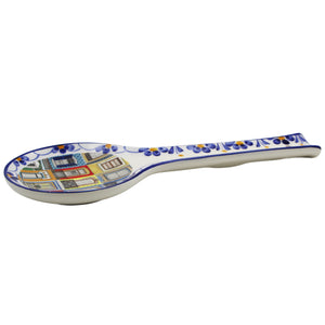 Traditional Portuguese Windows Decorative Ceramic Spoon Rest, Utensil Holder