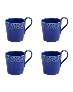 Bordallo Pinheiro Rua Nova Indigo Mug, Set of 4