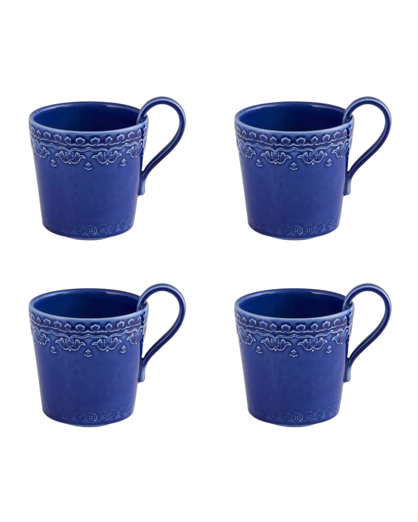 Bordallo Pinheiro Rua Nova Indigo Mug, Set of 4