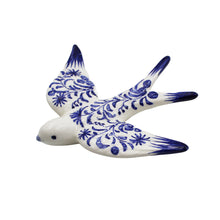 Load image into Gallery viewer, Hand-painted Portuguese Ceramic Blue Floral Swallow, Set of 2
