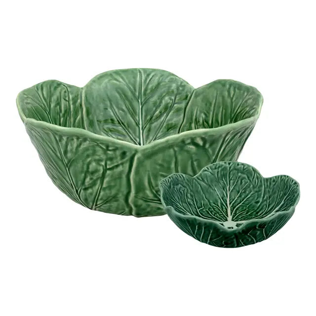 Bordallo Pinheiro Cabbage 5 Piece Salad Serving Set, Green