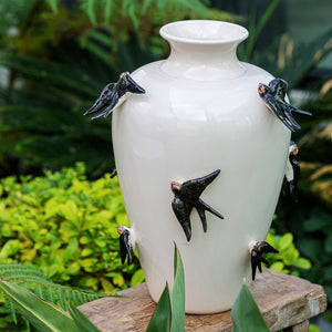 Bordallo Pinheiro Spring Large Pot with Swallows