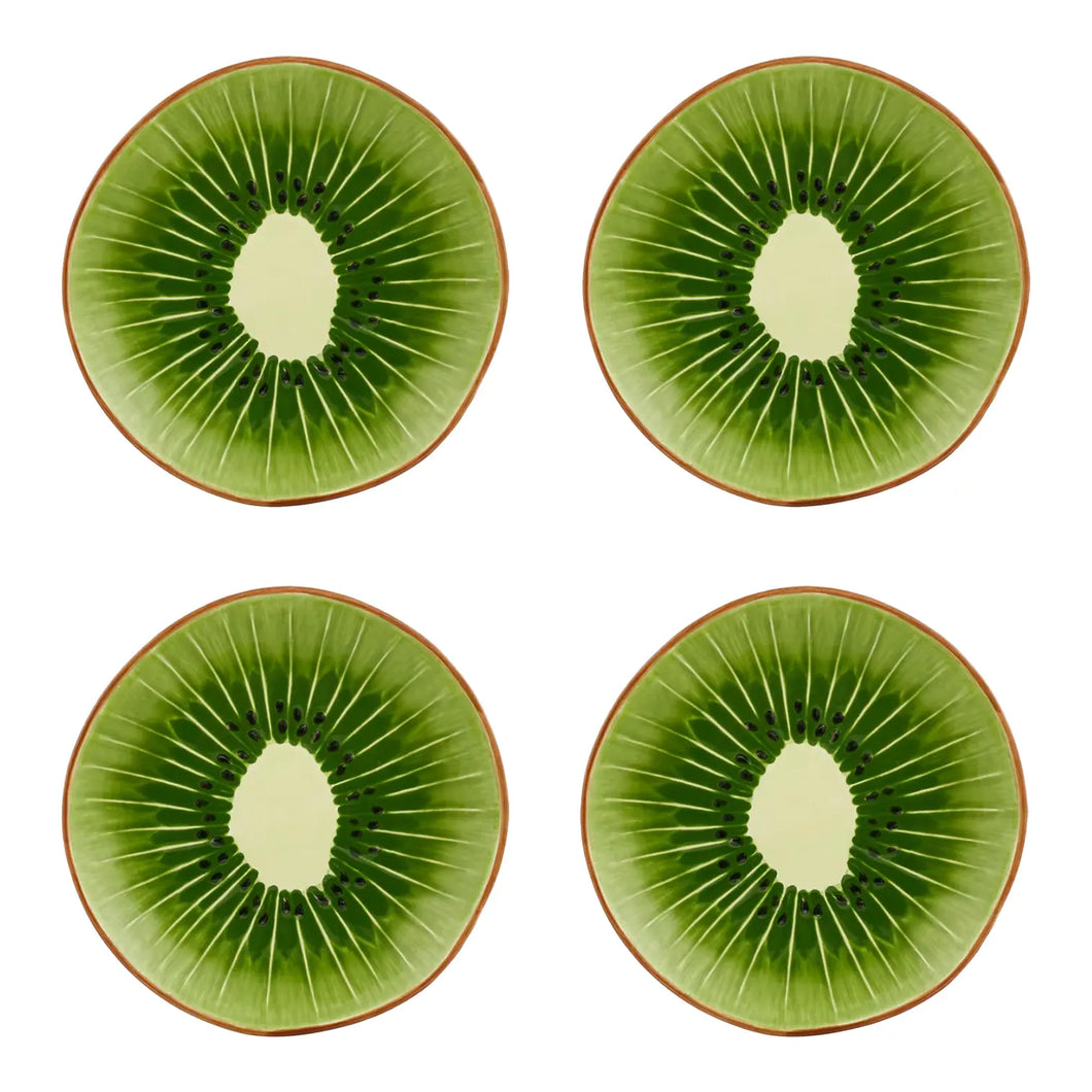 Bordallo Pinheiro Tropical Fruits Kiwi Dessert Plate, Set of 4