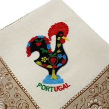 Load image into Gallery viewer, 100% Cotton Brown Floral Good Luck Rooster, 28&quot; Square Tablecloth
