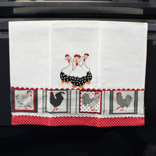 Load image into Gallery viewer, 100% Cotton Decorative Kitchen Dish Towel with Border - Made in Portugal - Chickens
