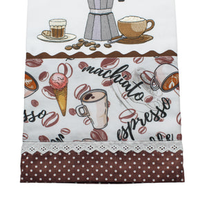 100% Cotton Decorative Kitchen Dish Towel with Border - Made in Portugal - Café