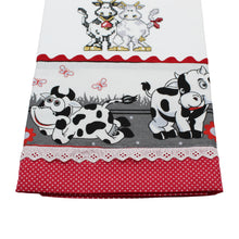 Load image into Gallery viewer, 100% Cotton Decorative Kitchen Dish Towel with Border - Made in Portugal - Cows
