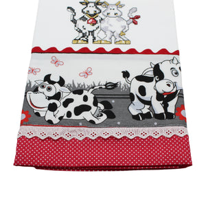 100% Cotton Decorative Kitchen Dish Towel with Border - Made in Portugal - Cows