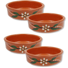 Load image into Gallery viewer, Hand-Painted Terracotta Crème Brûlée Dishes – Set of 4 Traditional Portuguese Dessert Bowls
