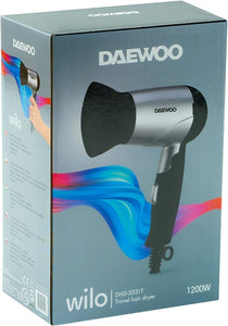 Daewoo Foldable Travel Hair Dryer 1200W, Dual Voltage 110/220V