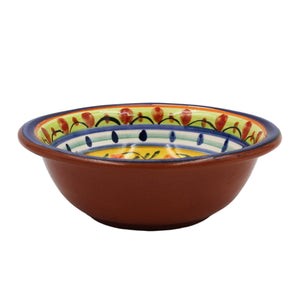 Hand-Painted Portuguese Pottery Clay Terracotta Colorful Dessert Bowl Set