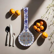 Load image into Gallery viewer, Hand-painted Portuguese Floral Tile Azulejo Ceramic Spoon Rest
