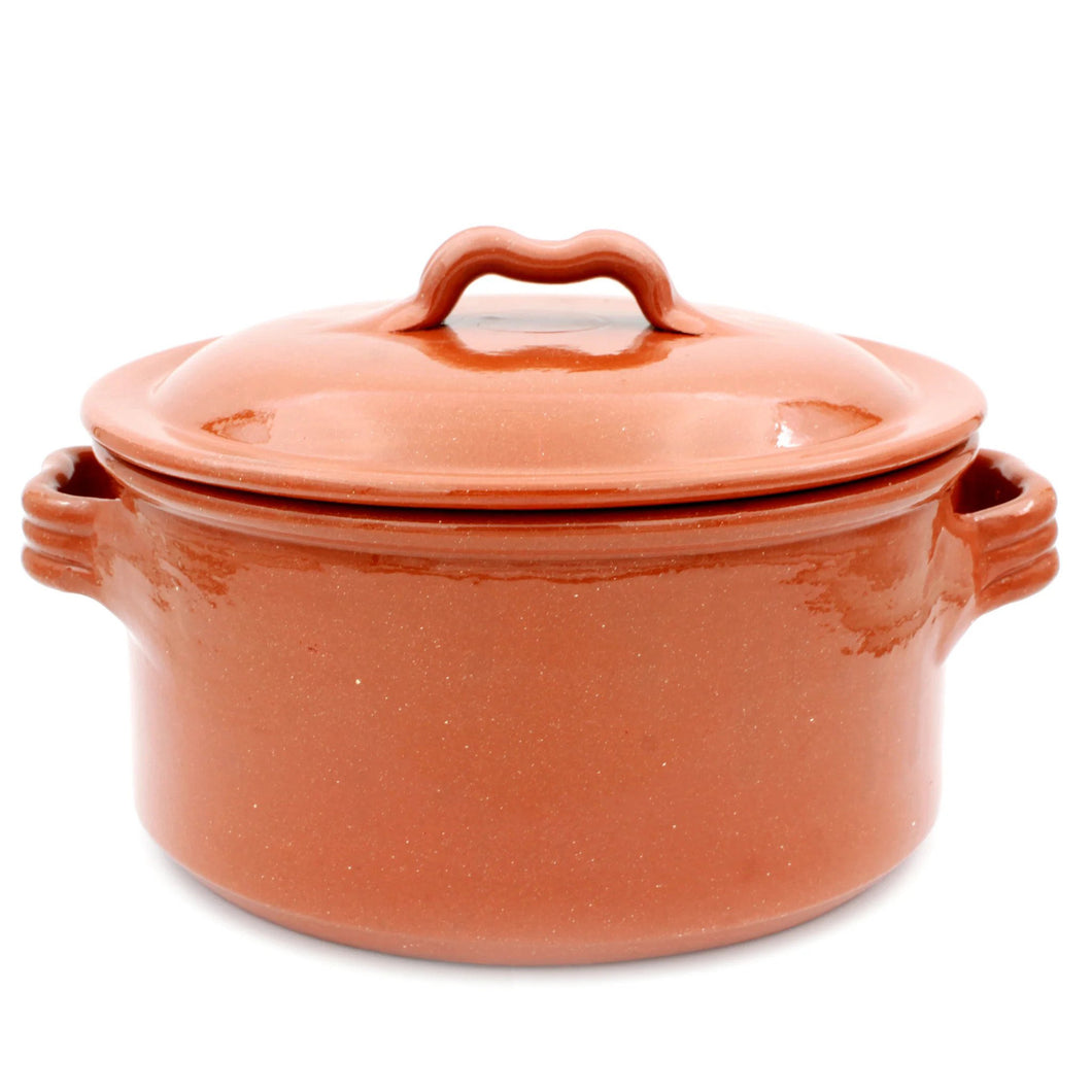 Traditional Portuguese Clay Terracotta Cazuela Cooking Pot with Lid