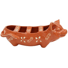 Load image into Gallery viewer, Traditional Portuguese Clay Terracotta Hand-Painted Happy Pig Sausage Roaster
